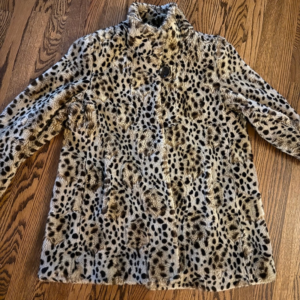 Leopard Print Faux Fur Jacket